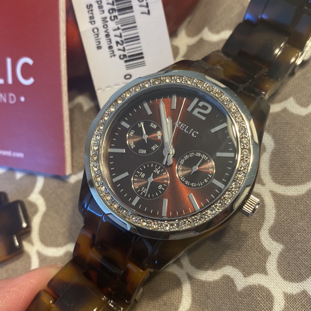 Relic Brand Tortoise Shell Multi-Dial Watch - image 1